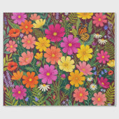 Abstraktes Boho-Blumen-Schmetterlings-Geschenkpapi Geschenkpapier (Flach)