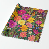 Abstraktes Boho-Blumen-Schmetterlings-Geschenkpapi Geschenkpapier (Ungerollt)