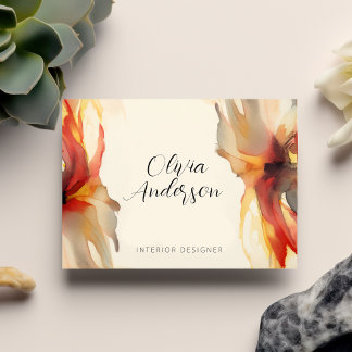 Abstraktes Boho floral Watercolor Warme Farben Skr Visitenkarte