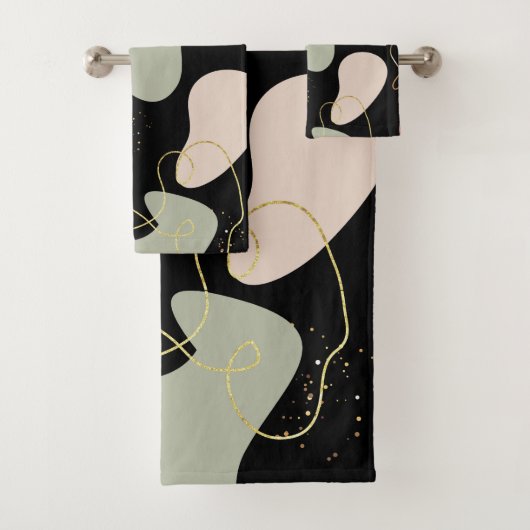 Abstraktes Boho Geometric-Muster für Bio Formen Badhandtuch Set (Insitu)