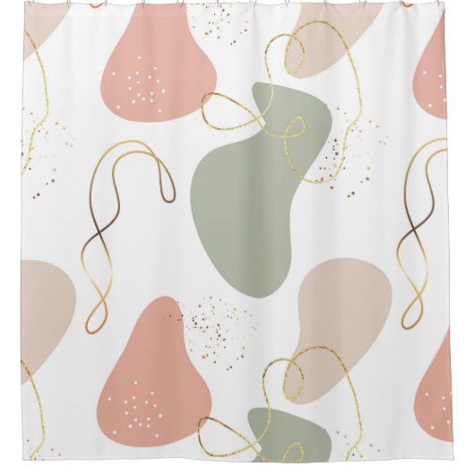 Abstraktes Boho Geometric-Muster für Bio Formen Duschvorhang (Vorderseite)