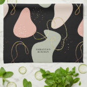 Abstraktes Boho Geometric-Muster für Bio Formen Geschirrtuch (Gefaltet)