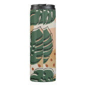 Abstraktes boho monstera muster. Modernes nahtlose Thermosbecher (Rückseite)