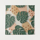 Abstraktes boho monstera muster. Modernes nahtlose Wandteppich (Vorderseite (Horizontal))