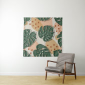 Abstraktes boho monstera muster. Modernes nahtlose Wandteppich (Beispiel (Horizontal))