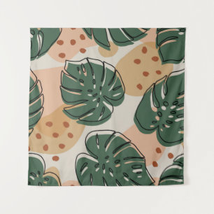 Abstraktes boho monstera muster. Modernes nahtlose Wandteppich