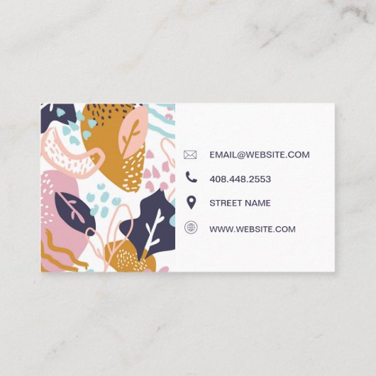 Abstraktes Boho Muster Handgezeichnetes Retro farb Visitenkarte (Rückseite)