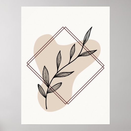 Abstraktes Boho Style Design Leaf Botanical Poster (Vorne)