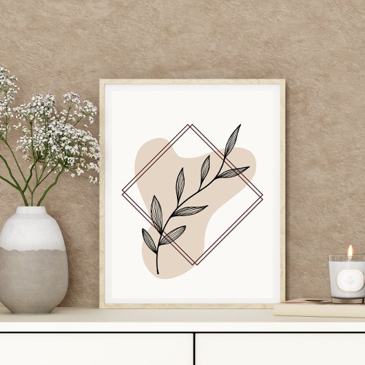 Abstraktes Boho Style Design Leaf Botanical Poster
