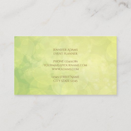 Abstraktes bokeh Grün Limones texture.text. Visitenkarte (Rückseite)