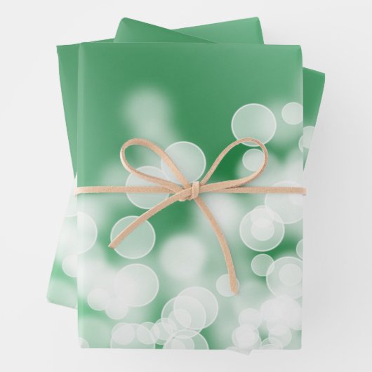 Abstraktes Bokeh-grünes Leuchtmuster Geschenkpapier Set (Beispiel)