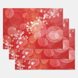 Abstraktes Bokeh Red Hearts Liebe Muster Geschenkpapier Set