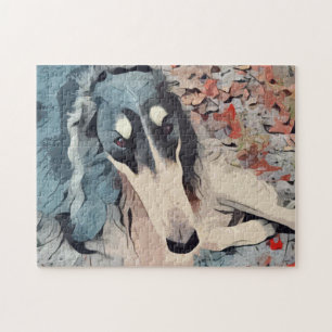 Abstraktes Borzoi-Porträt Puzzle