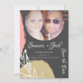 Abstraktes botanisches graues Save the Date Foto Einladung (Vorderseite)