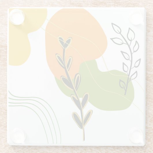 Abstraktes botanisches Leaf Glasuntersetzer (Rückseite)