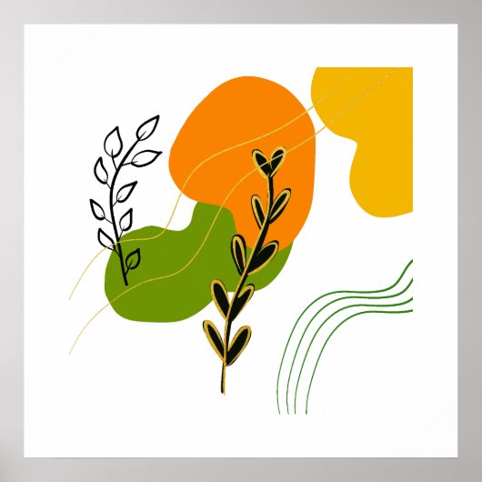 Abstraktes botanisches Leaf Poster (Vorne)