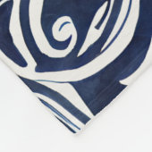 Abstraktes Botanisches Monogramm für kühle Navy-Ro Fleecedecke (Ecke)