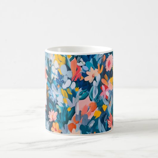 Abstraktes botanisches Monogramm, trendy blau und  Kaffeetasse (Mittel)