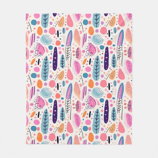 Abstraktes botanisches Muster Pastel BOHO Chic Fleecedecke (Vorderseite)
