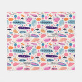 Abstraktes botanisches Muster Pastel BOHO Chic Fleecedecke (Vorderseite (Horizontal))