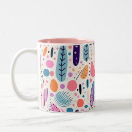 Abstraktes botanisches Muster Pastel BOHO Chic Zweifarbige Tasse