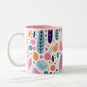 Abstraktes botanisches Muster Pastel BOHO Chic Zweifarbige Tasse