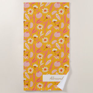 Abstraktes botanisches Obst Moderner Boho Gelbname Strandtuch