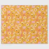 Abstraktes botanisches Obst Modernes Boho Rosa Gel Geschenkpapier (Flach)