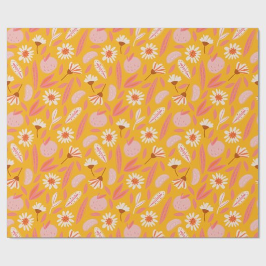 Abstraktes botanisches Obst Modernes Boho Rosa Gel Geschenkpapier (Flach)