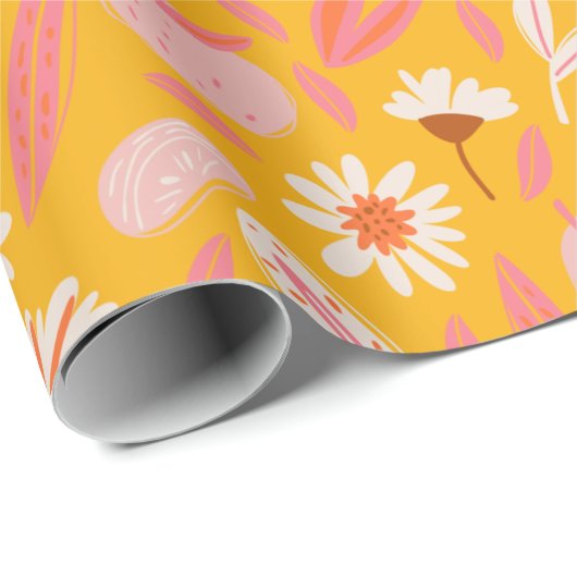 Abstraktes botanisches Obst Modernes Boho Rosa Gel Geschenkpapier (Rolleneckpunkt)