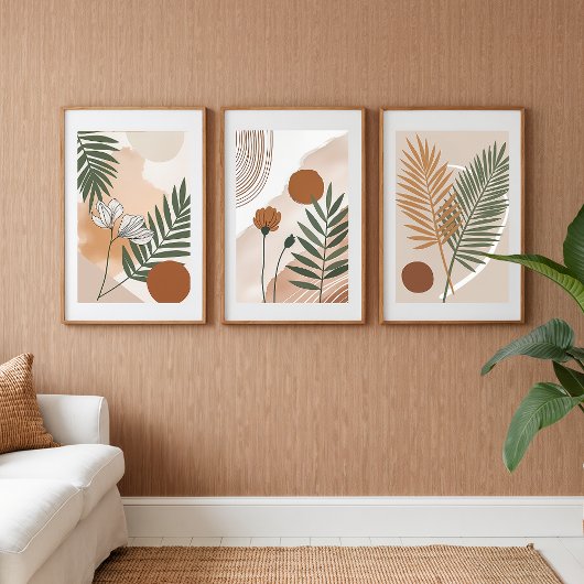 Abstraktes botanisches Set - Japandi Wall Art