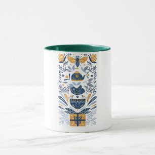 Abstraktes botanisches und tierisches Wandgemälde Tasse