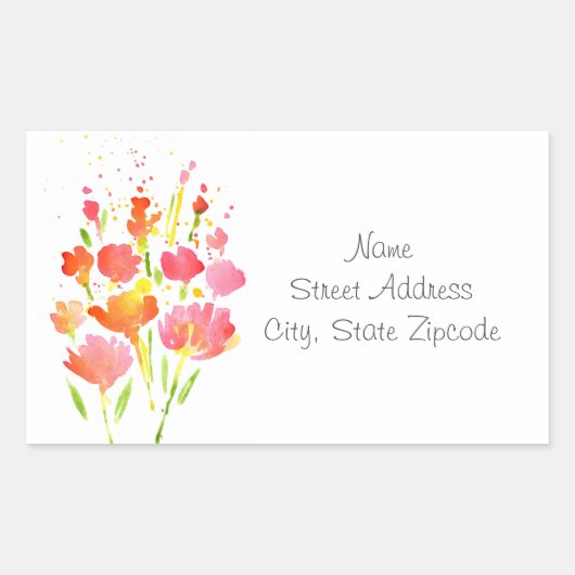 Abstraktes Bouquet mit Etiketten für gemischte Blu Rechteckiger Aufkleber (Vorderseite)