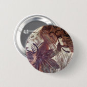 Abstraktes braunes Blumendesign 1 Button (Vorne & Hinten)
