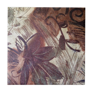 Abstraktes braunes Blumendesign 1 Fliese