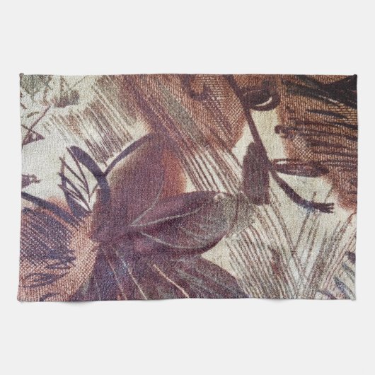 Abstraktes braunes Blumendesign 1 Handtuch (Horizontal)