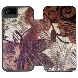 Abstraktes braunes Blumendesign 1 Incipio Watson™ iPhone 5 Geldbörsen Hülle