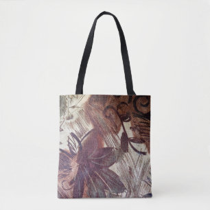 Abstraktes braunes Blumendesign 1 Tasche