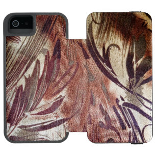 Abstraktes braunes Blumendesign 2 Incipio Watson™ iPhone 5 Geldbörsen Hülle