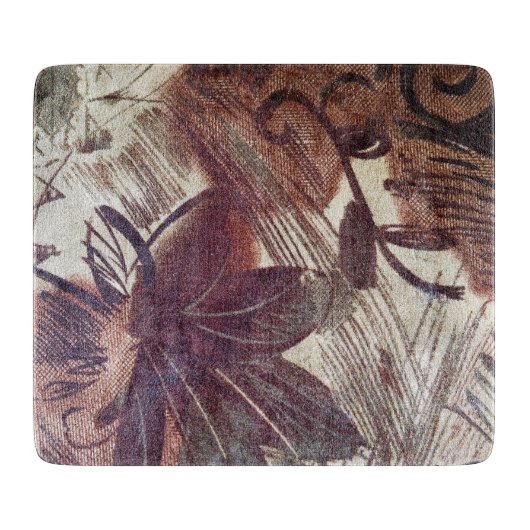Abstraktes braunes florales Design 1 Schneidebrett (Vorderseite)