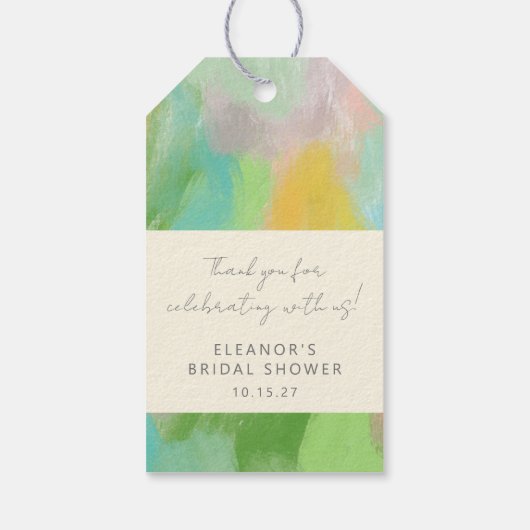 Abstraktes Brautparty für Wasserfarben Vielen Dank Geschenkanhänger (Rückseite)