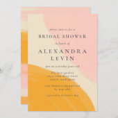 Abstraktes Brautparty in Rosa und Orange Einladung (Vorne/Hinten)