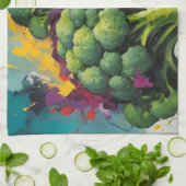 Abstraktes Broccoli-Muster mit fetten Pinselstrich Geschirrtuch (Gefaltet)