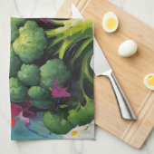 Abstraktes Broccoli-Muster mit fetten Pinselstrich Geschirrtuch (Viertel Falte)