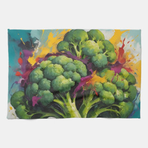 Abstraktes Broccoli-Muster mit fetten Pinselstrich Geschirrtuch