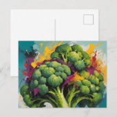 Abstraktes Broccoli-Muster mit fetten Pinselstrich Postkarte (Vorne/Hinten)
