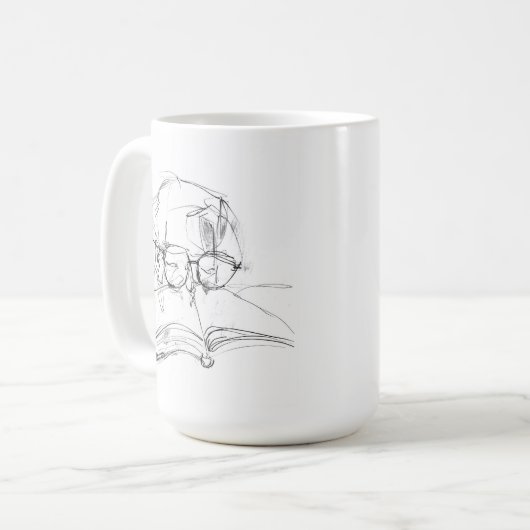 Abstraktes Buchüberlaufportrait Kaffeetasse (Vorderseite Links)