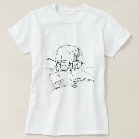 Abstraktes Buchüberlaufportrait T-Shirt (Design vorne)