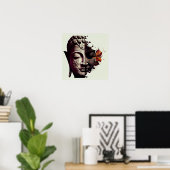 Abstraktes Buddha-Portrait | Digital Art Poster (Heimbüro)