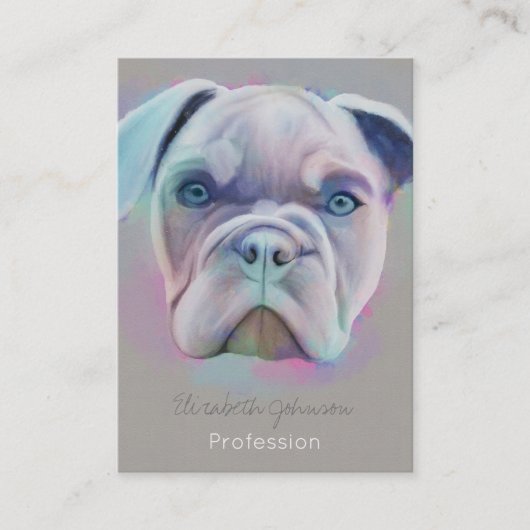 Abstraktes Bulldog Portrait Farbige Malerei Visitenkarte (Vorderseite)